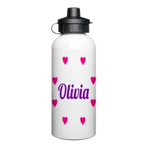 Any Name + Hearts 600ml Sports Drinks Bottle