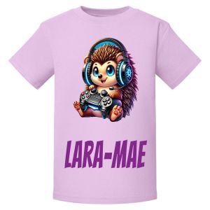 Gamer Hedgehog Any Name Childrens Printed T-Shirt