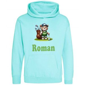 Golfer Bear Any Name Childrens Hoodie