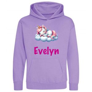 Unicorn Sleeping on Cloud Any Name Childrens Hoodie