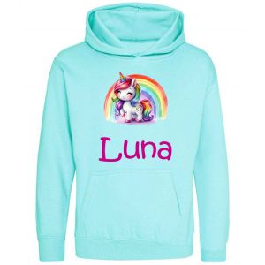 Unicorn Rainbow Any Name Childrens Hoodie