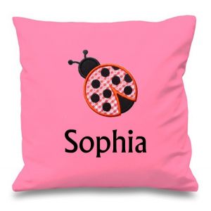 Ladybird Any Name Embroidered Cushion