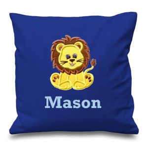 Lion Any Name Embroidered Cushion