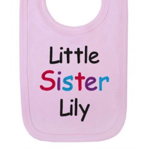 Little Sister Any Name Baby Bib