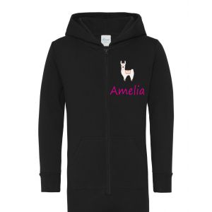 Llama Any Name Childrens Zip Up Onesie