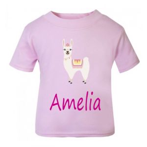 Llama Any Name Childrens Printed T-Shirt