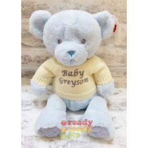 Baby Boy Blue Keel Toys Eco Teddy Bear with Knitted Jumper