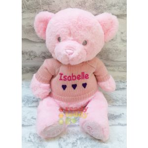 Baby Girl Pink Keel Eco Teddy Bear with Knitted Jumper