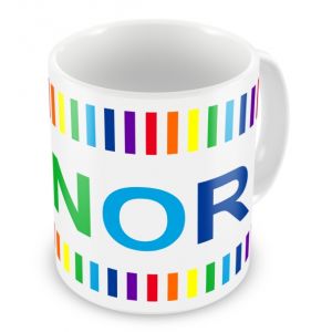 Rainbow Colours Stripes + Name Mug