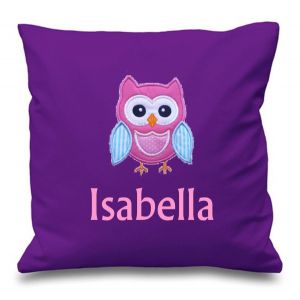 Owl Any Name Embroidered Cushion