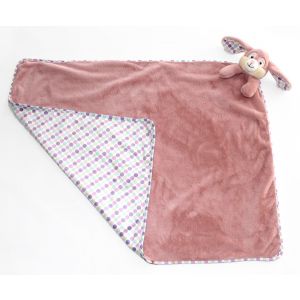 Pink Polka Dot Bunny Rabbit Large Baby Blanket