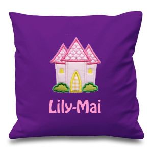 Pink Castle Any Name Embroidered Cushion