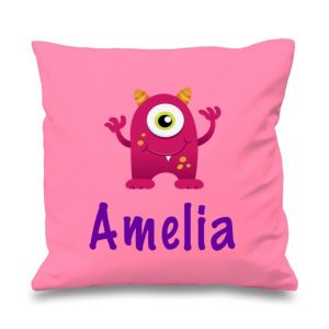 Pink Monster Any Name Printed Cushion