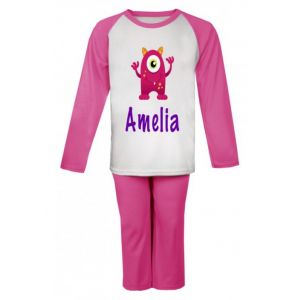 Pink Monster Any Name Childrens Pyjamas