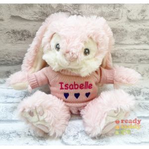 Keel Toys Eco Patchfoot Bunny Rabbit Pink with Knitted Jumper