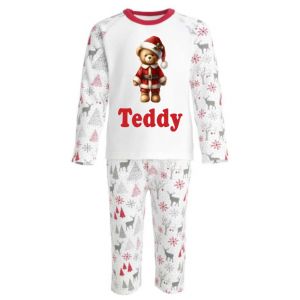 Christmas Santa Bear Any Name Childrens Pyjamas