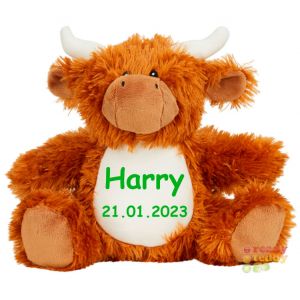 Small Highland Cow Soft Toy - Felt, Glitter or Plain Vinyl on TUMMY