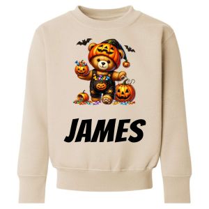 Halloween Pumpkin Bear Any Name Childrens Sweatshirt / Jumper