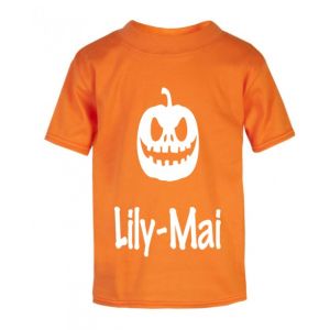 Halloween Pumpkin Silhouette Childrens Glow in Dark T-Shirt