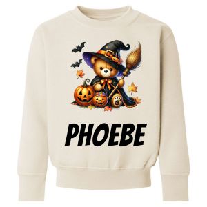 Halloween Witch Bear Any Name Childrens Sweatshirt / Jumper