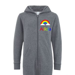 Rainbow Any Name Childrens Zip Up Onesie