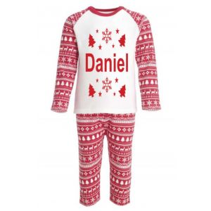 Christmas Red Fairisle Inspired Any Name Childrens Pyjamas