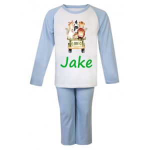 Safari Animals Jeep Any Name Childrens Pyjamas