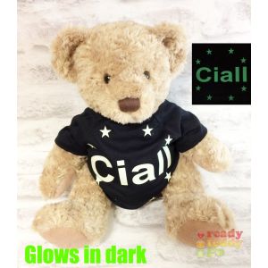 Large Sherwood Teddy Bear - Glow in the Dark T-Shirt Name + Stars