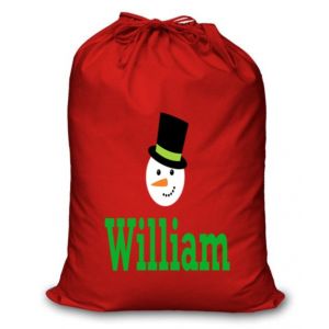 Snowman Any Name Printed Christmas Sack