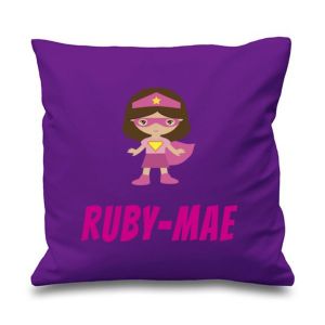 Superhero Girl Any Name Printed Cushion