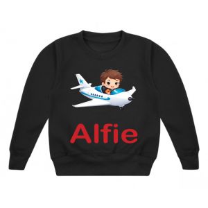 Boy Flying Airplane Any Name Childrens Sweatshirt / Jumper