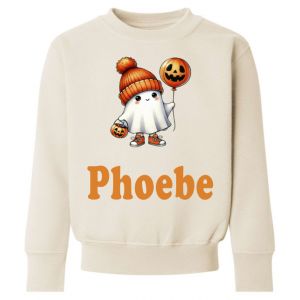 Halloween Cute Ghost Pumpkin Any Name Childrens Sweatshirt / Jumper