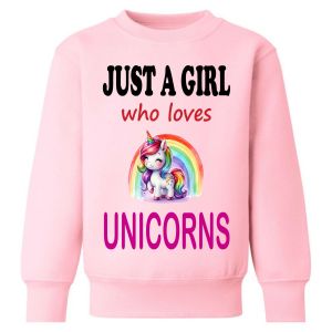 Just a Boy / Girl who loves UNICORNS Childrens Sweatshirt / Jumper