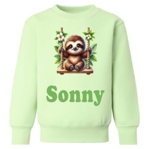 Sloth on Swing Any Name Childrens Sweatshirt / Jumper
