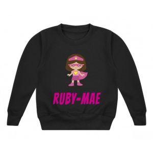 Superhero Girl Any Name Childrens Sweatshirt / Jumper