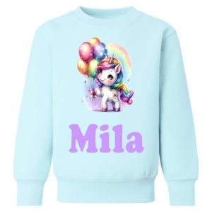 Unicorn Balloons Any Name Childrens Sweatshirt / Jumper