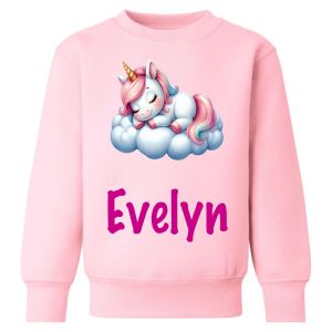 Unicorn Sleeping on Cloud Any Name Childrens Sweatshirt / Jumper
