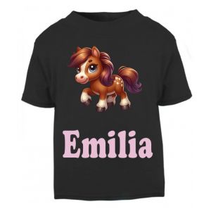Cute Horse Any Name Childrens Printed T-Shirt