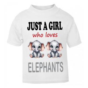 Just a Boy / Girl who loves ELEPHANTS Childrens Printed T-Shirt