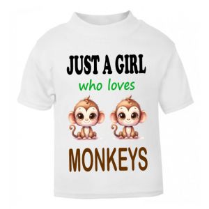 Just a Boy / Girl who loves MONKEYS Childrens Printed T-Shirt
