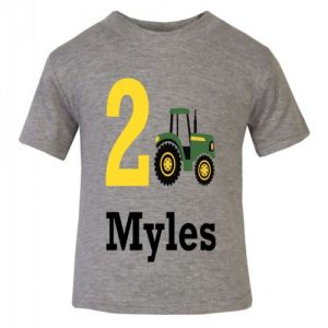 Tractor Birthday Any Name & Number Childrens Printed T-Shirt