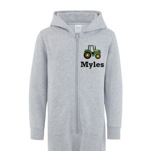Tractor Any Name Childrens Zip Up Onesie