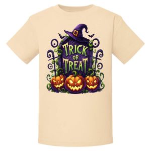 Halloween Trick or Treat Gravestone Pumpkins Any Name Childrens Printed T-Shirt