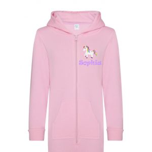 Unicorn Any Name Childrens Zip Up Onesie