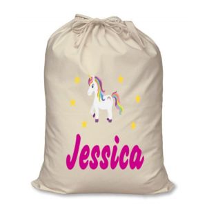 Unicorn Any Name Printed Christmas Sack