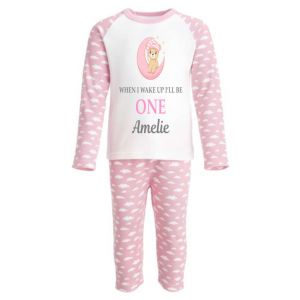 When I Wake Up I'll Be Any Age + Name Girl Bear in Moon Childrens Pyjamas