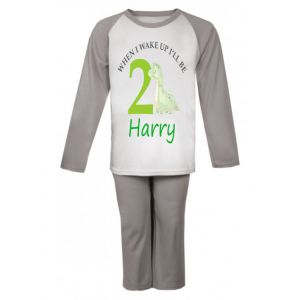 When I Wake Up I'll Be Any Age + Name Dinosaur Watercolour Childrens Pyjamas