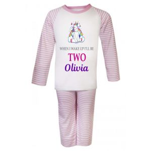 When I Wake Up I'll Be Any Age + Name Unicorn Childrens Pyjamas