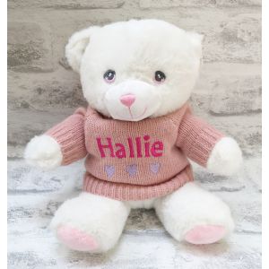 Keel Toys Eco Cream / Pink Teddy Bear with Knitted Jumper