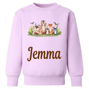 Woodland Animals Any Name Childrens Sweatshirt / Jumper